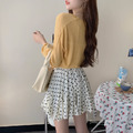 薄款針織上衣 & A字高腰點點短裙 3color_12