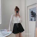 薄款針織上衣 & A字高腰點點短裙 3color_20