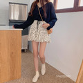 薄款針織上衣 & A字高腰點點短裙 3color_14