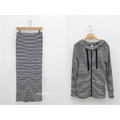 韓國同款超顯瘦細條紋連帽套裝 S-XL_11