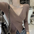 性感深V顯瘦交叉螺紋針織上衣 2color_4