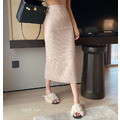 高腰顯瘦開衩針織包臀裙 4color_1