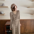 氣質螺紋單排釦針織連衣裙 5color_11
