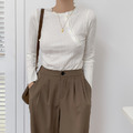 韓ins簡約不對稱斜排釦顯瘦上衣 5color_6