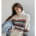 日常簡約條紋高領針織毛衣 2color_3