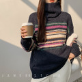 日常簡約條紋高領針織毛衣 2color_14