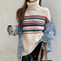 日常簡約條紋高領針織毛衣 2color_4