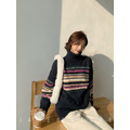 日常簡約條紋高領針織毛衣 2color_11