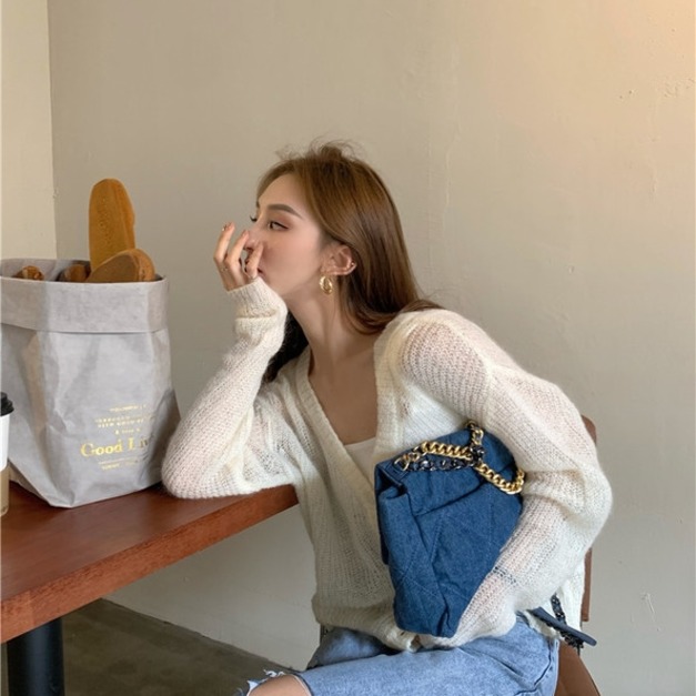 薄款透膚針織上衣 2color