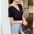ins夏季性感短版純色上衣_7