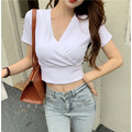 ins夏季性感短版純色上衣