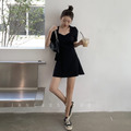氣質方領顯瘦開岔短裙2color