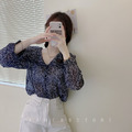 溫柔女孩荷葉領碎花雪紡襯衫 4色_9