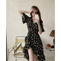 法式溫柔不規則碎花洋裝S-M