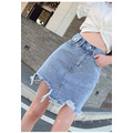 限時優惠◎高腰不規則刷破感包臀裙牛仔裙S-XL_5