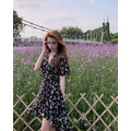 法式溫柔不規則碎花洋裝S-M_6