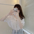 絕美☆韓ins百搭前抽繩綁帶柔美襯衫 5色_3