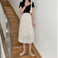 清新皺褶感點點長裙2color_5