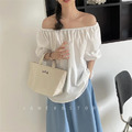 小清新純色一字領上衣4color_5