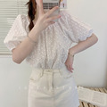 韓鏤空刺繡一字領襯衫2color_5