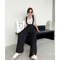 韓chic超瘦高腰吊帶小寬褲2色S-L_10