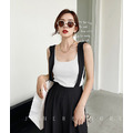 韓chic超瘦高腰吊帶小寬褲2色S-L_11