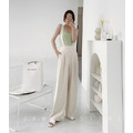 韓chic超瘦高腰吊帶小寬褲2色S-L_8