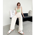 韓chic超瘦高腰吊帶小寬褲2色S-L_5