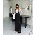 韓chic超瘦高腰吊帶小寬褲2色S-L_13