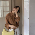 韓 簡約寬鬆綁帶襯衫3色_7