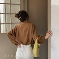 韓 簡約寬鬆綁帶襯衫3色_10