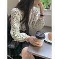 法式優雅蕾絲拼接點點襯衫_2