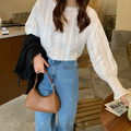 百搭基本款 蕾絲拼接雪紡衫襯衫_2