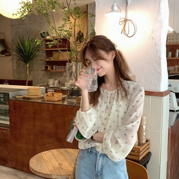 清新小碎花開衫襯衫2色