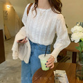 百搭基本款 蕾絲拼接雪紡衫襯衫_5