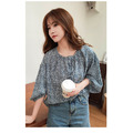 碎花新款甜美燈籠袖雪紡上衣S-L_4
