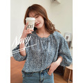 碎花新款甜美燈籠袖雪紡上衣S-L