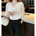 溫柔垂領露肩雪紡上衣_5