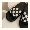 經典黑白格子厚底居家拖鞋