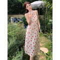 優雅復古點點綁帶連身裙長洋裝_7