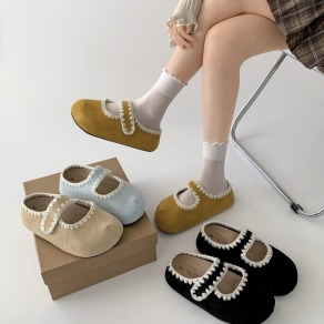 S210-Freeters毛線滾邊平底饅頭拖鞋 底高5cm