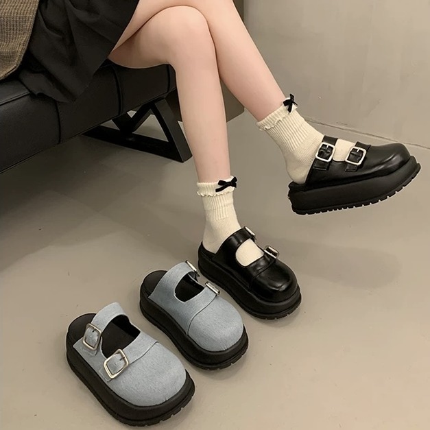 S219-Freeters柔軟橡膠包頭厚底拖鞋 底高5cm