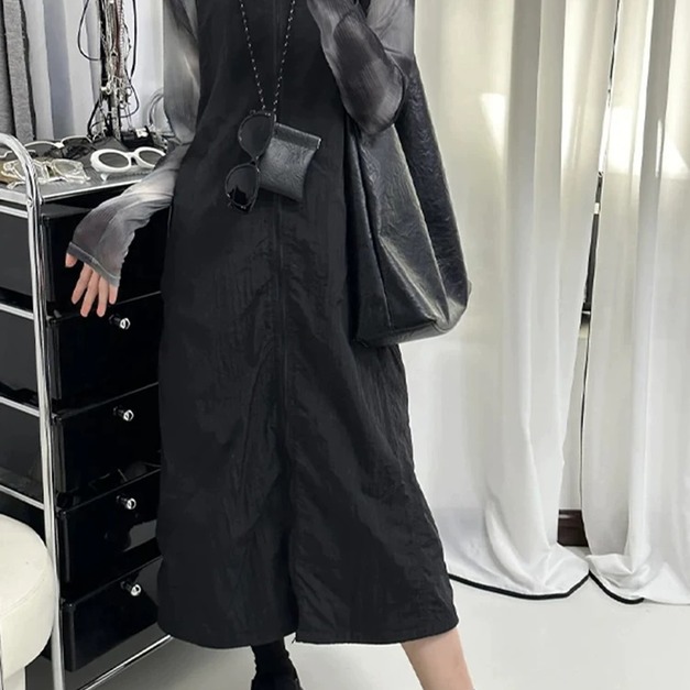 C423-Freeters綁帶抽繩口袋工裝連身裙