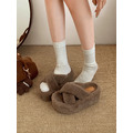 S223-Freeters交叉毛絨可愛厚底拖鞋 底高7cm_5