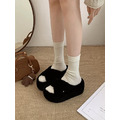 S223-Freeters交叉毛絨可愛厚底拖鞋 底高7cm_2