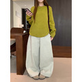 C437-Freeters芥末黃圓領立體圖案毛衣+淺灰色打折西裝氣球長褲 毛衣+褲子｜一套打包優惠價_8