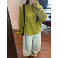 C437-Freeters芥末黃圓領立體圖案毛衣+淺灰色打折西裝氣球長褲 毛衣+褲子｜一套打包優惠價_6