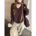 C438-Freeters慵懶V領麻花寬鬆針織毛衣_4