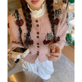 C442-Freeters櫻桃刺繡小香風排扣毛衣外套_10