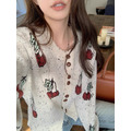 C442-Freeters櫻桃刺繡小香風排扣毛衣外套_8